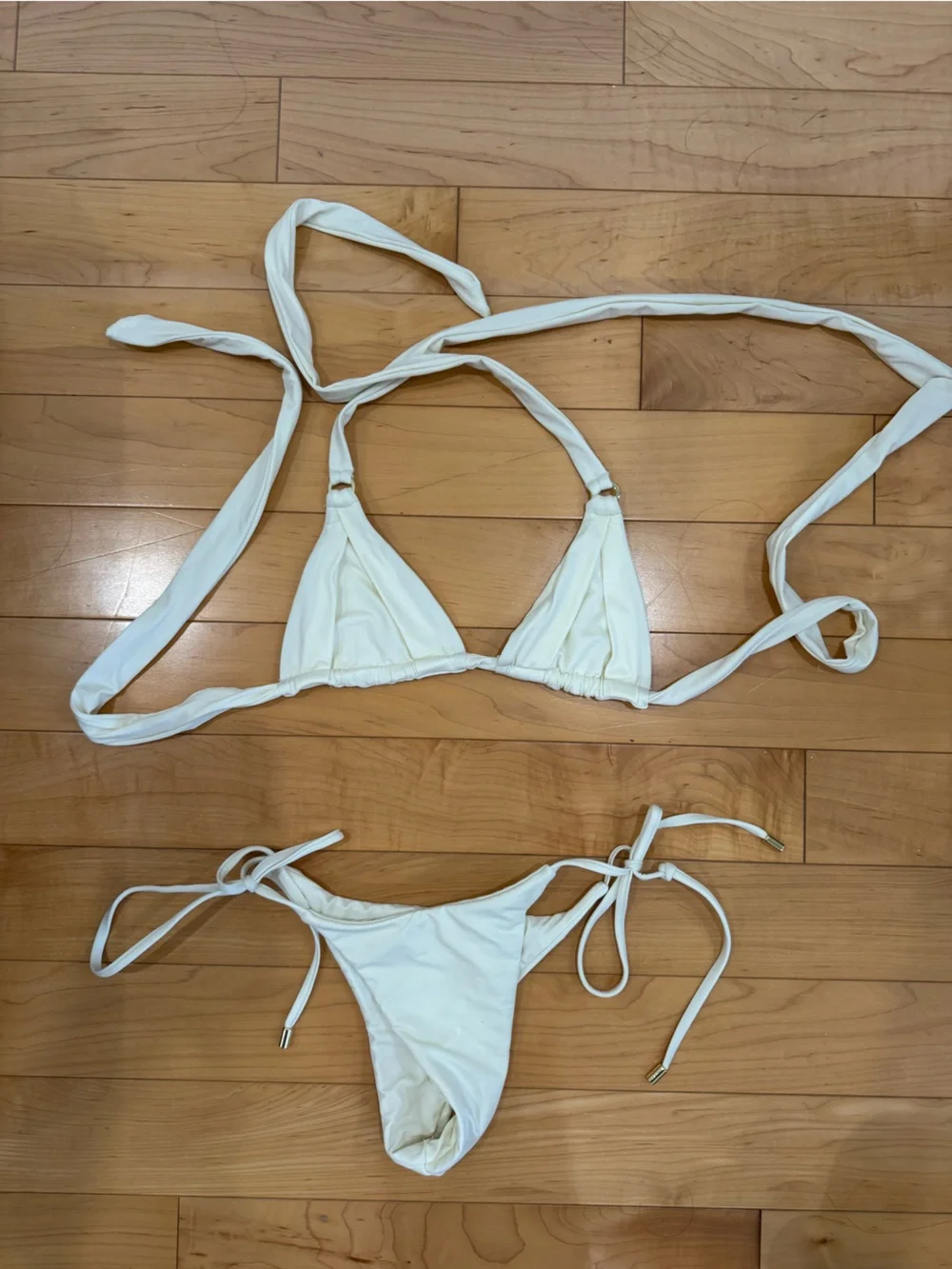 Monday Swimwear Ivory bikini set in size P (Morocco Top and Palma Bottom)